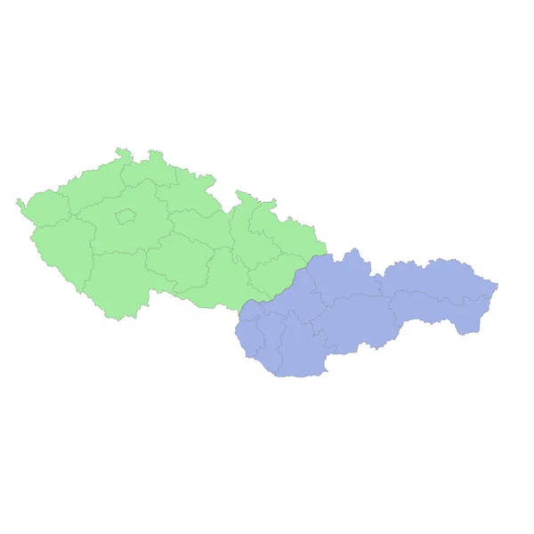 Υψηλής Ποιότητας Πολιτικός Χάρτης Της Τσεχίας Και Της Σλοβακίας Σύνορα — Διανυσματικό Αρχείο