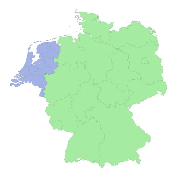 Πολιτικός Χάρτης Υψηλής Ποιότητας Της Γερμανίας Και Των Κάτω Χωρών — Διανυσματικό Αρχείο