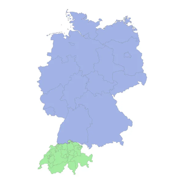 High Quality Political Map Germany Switzerland Borders Regions Provinces Vector — Stock Vector