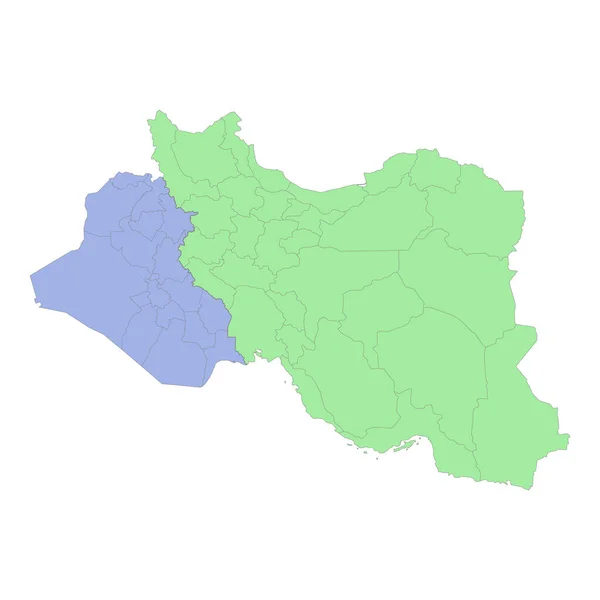 伊朗和伊拉克与各地区或各省交界的高质量政治地图 矢量说明 — 图库矢量图片