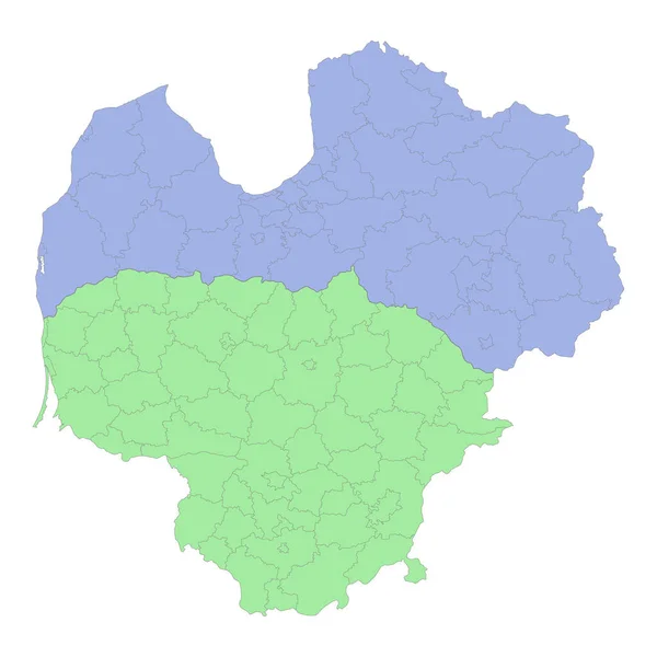 Wysokiej Jakości Mapa Polityczna Litwy Łotwy Granicami Regionów Lub Prowincji — Wektor stockowy