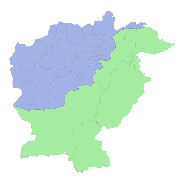 地域や州の国境とパキスタンとアフガニスタンの高品質の政治地図 ベクターイラスト — ストックベクタ