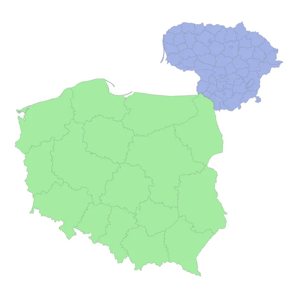 Polonya Litvanya Nın Bölge Eyalet Sınırları Ile Ilgili Yüksek Kaliteli — Stok Vektör