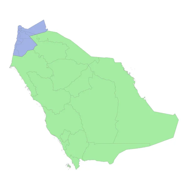 サウジアラビアとヨルダンの高品質の政治地図地域や州の境界線を持つ ベクターイラスト — ストックベクタ