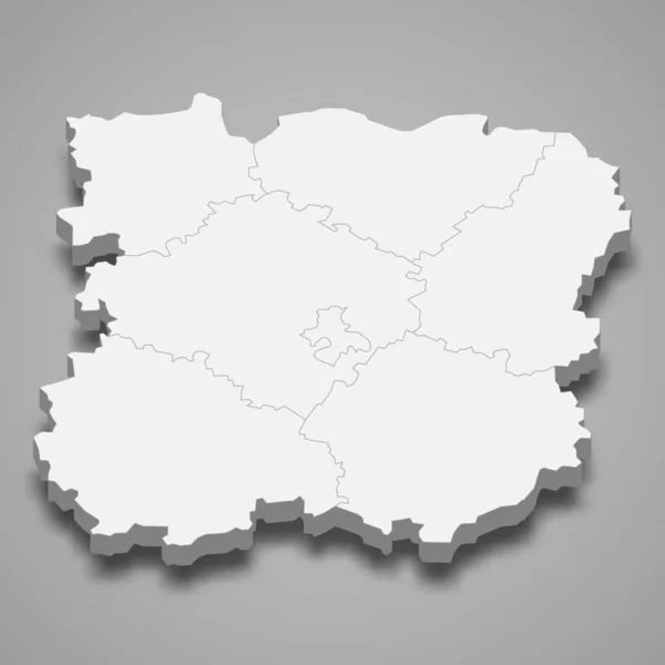 Siauliai县3D等距地图是立陶宛的一个孤立的阴影区域 — 图库矢量图片