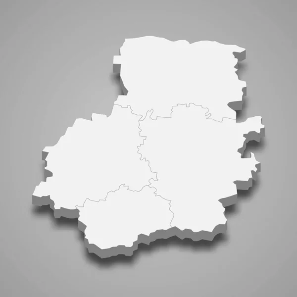 Telsiai县3D等距地图是立陶宛的一个区域 与阴影隔离 — 图库矢量图片