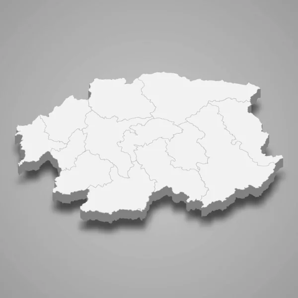 Banska Bystrica Bölgesinin Izometrik Haritası Slovakya Nın Gölgeli Bir Vilayetidir — Stok Vektör