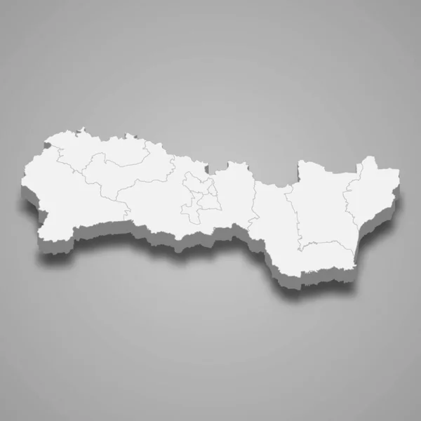 Mapa Isométrico Região Kosice Uma Província Eslováquia Isolada Com Sombra — Vetor de Stock