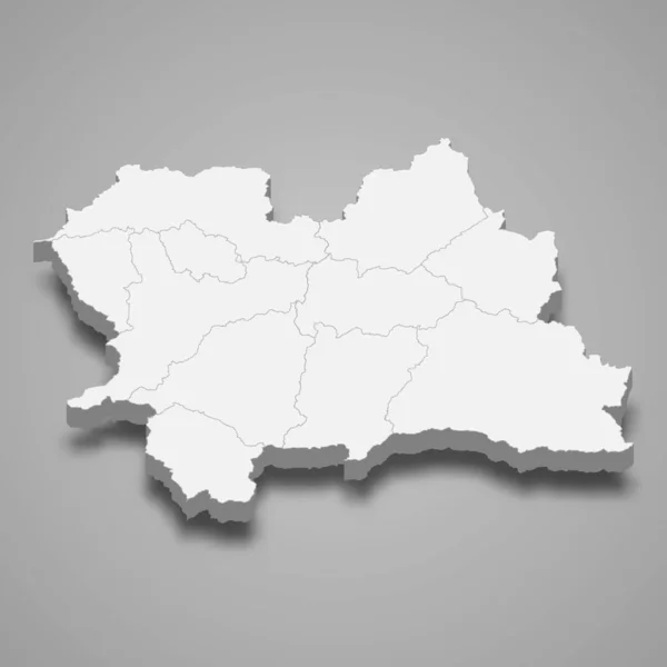 Mapa Isométrico Región Zilina Una Provincia Eslovaquia Aislada Con Sombra — Vector de stock