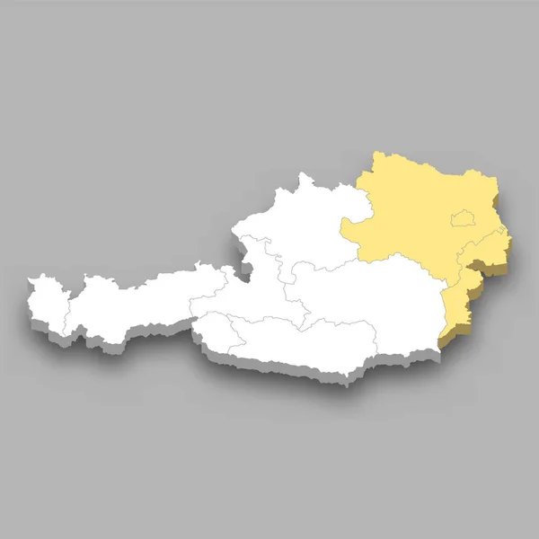 Avusturya Nın Doğu Bölgesi Izometrik Haritası — Stok Vektör
