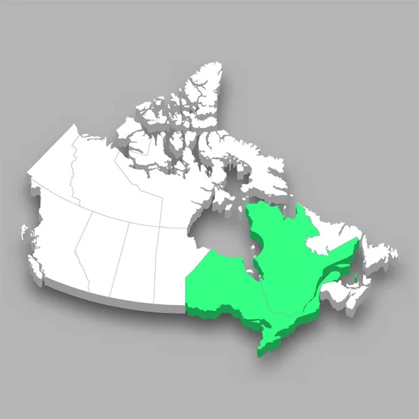 カナダ中央部の位置 3Dアイソメトリックマップ — ストックベクタ