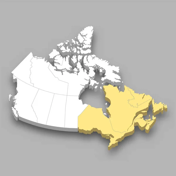 カナダの東カナダ地域の位置 3Dアイソメトリックマップ — ストックベクタ