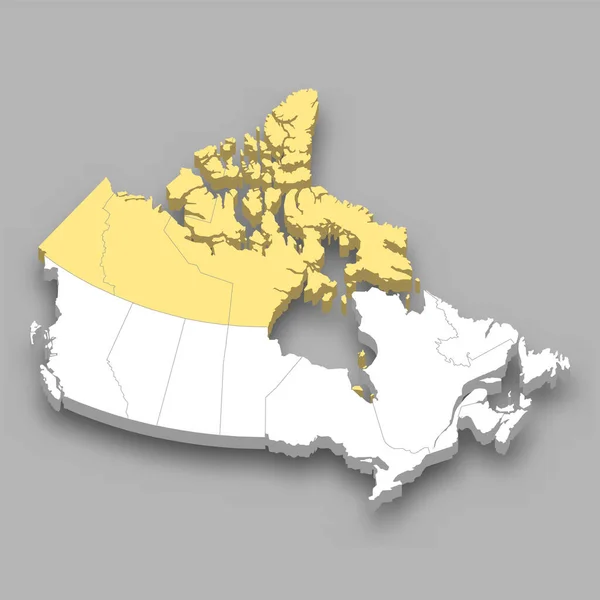 Βόρεια Περιοχή Του Καναδά Τοποθεσία Εντός Του Καναδά Ισομετρικός Χάρτης — Διανυσματικό Αρχείο