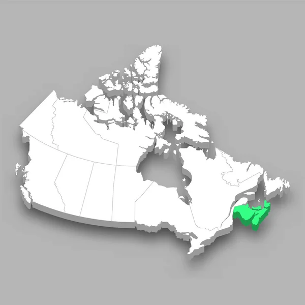 カナダ内のマリティーム地域の位置 3Dアイソメトリックマップ — ストックベクタ