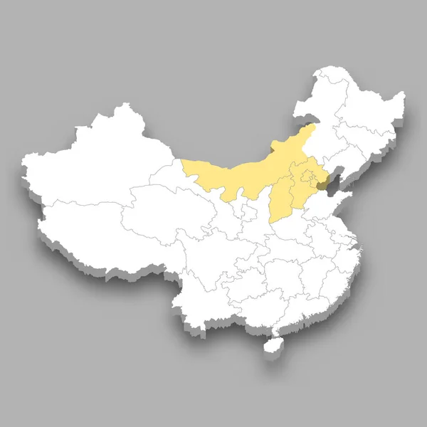 North Region Location China Isometric Map — Stock Vector