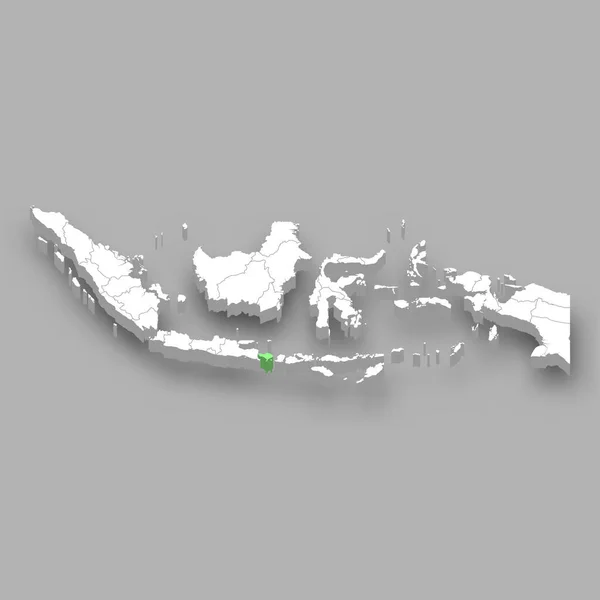 インドネシアのバリ地域の位置 3Dアイソメトリックマップ — ストックベクタ