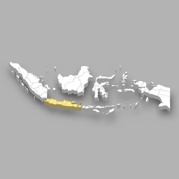 Lokasi Wilayah Java Dalam Peta Isometrik Indonesia - Stok Vektor