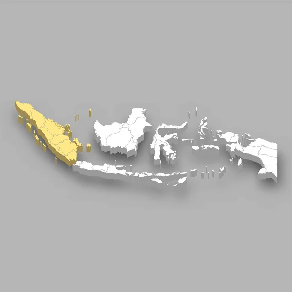 Posizione Della Regione Sumatra All Interno Della Mappa Isometrica Indonesia — Vettoriale Stock