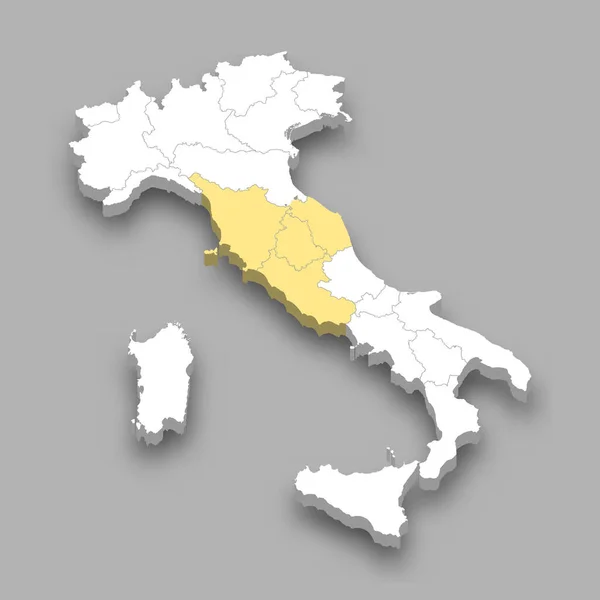 Lage Der Region Zentrum Innerhalb Italiens Isometrische Karte — Stockvektor