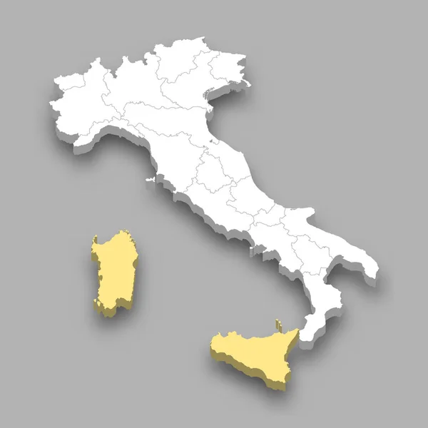 Region Wysp Lokalizacja Włoszech Mapa Izometryczna — Wektor stockowy