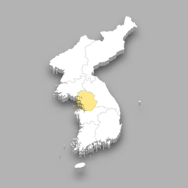 Gyeonggi Historische Region Lage Innerhalb Koreas Isometrische Karte — Stockvektor