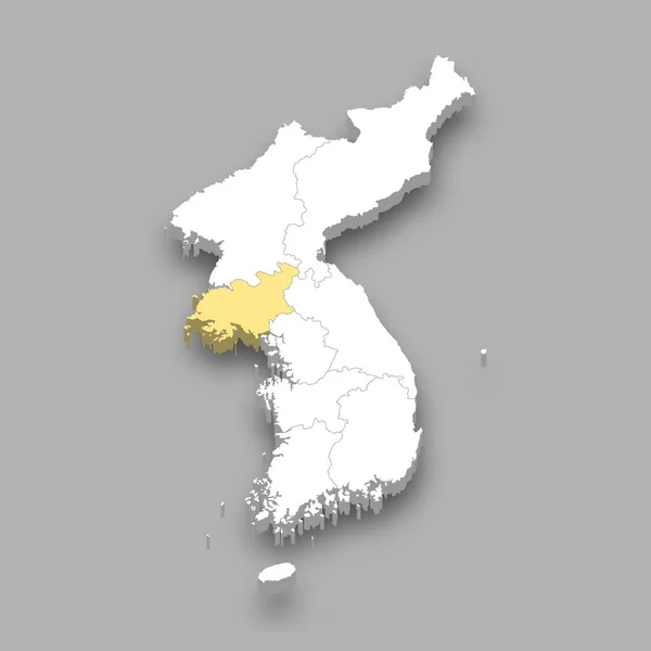 Haeso Historische Region Lage Innerhalb Koreas Isometrische Karte — Stockvektor