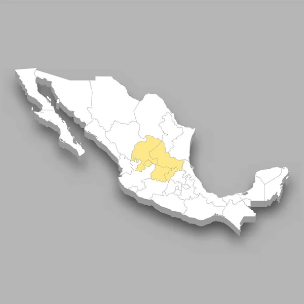 Bajio Regionen Läge Inom Mexiko Isometrisk Karta — Stock vektor