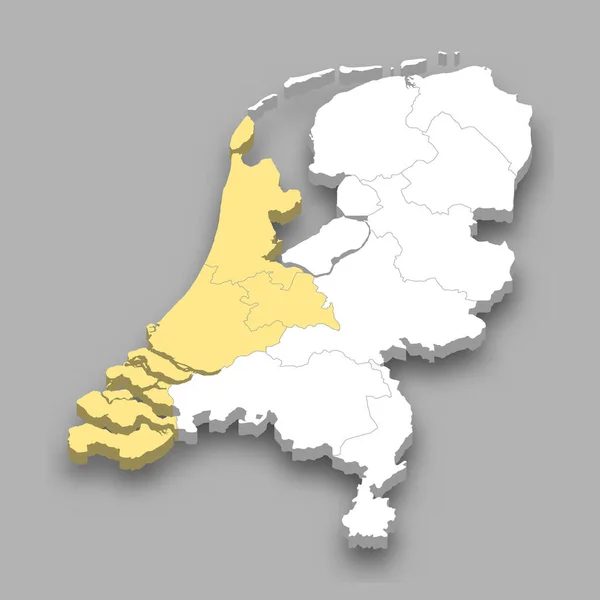 West Region Location Netherlands Isometric Map — Stock Vector
