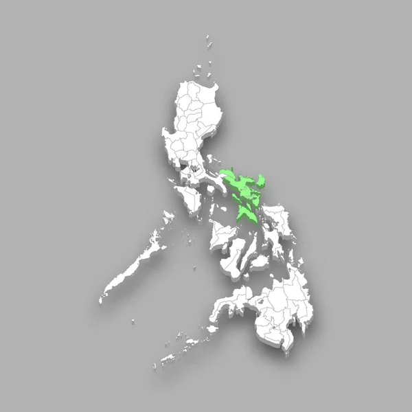 フィリピン内のビコル地域の位置 3Dアイソメトリックマップ — ストックベクタ