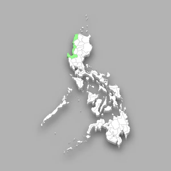 Localización Región Ilocos Dentro Filipinas Mapa Isométrico — Archivo Imágenes Vectoriales
