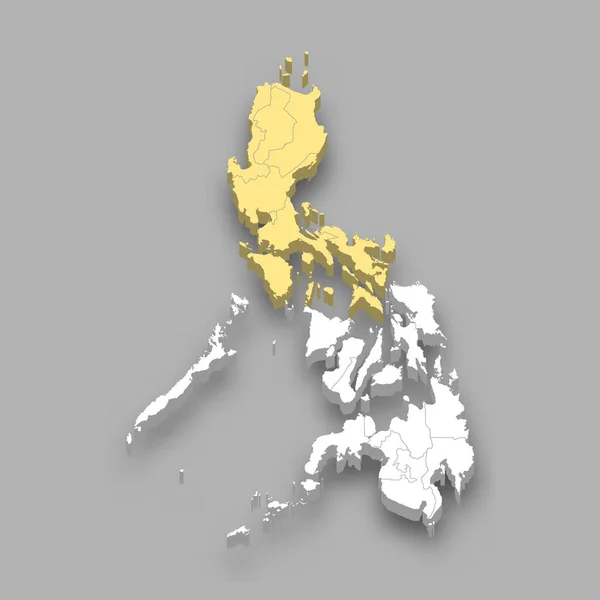 Luzon Region Läge Inom Filippinerna Isometrisk Karta — Stock vektor