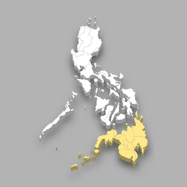 Mindanao Region Läge Inom Filippinerna Isometrisk Karta — Stock vektor