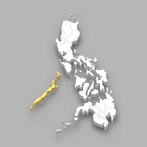 Palawan Region Läge Inom Filippinerna Isometrisk Karta — Stock vektor