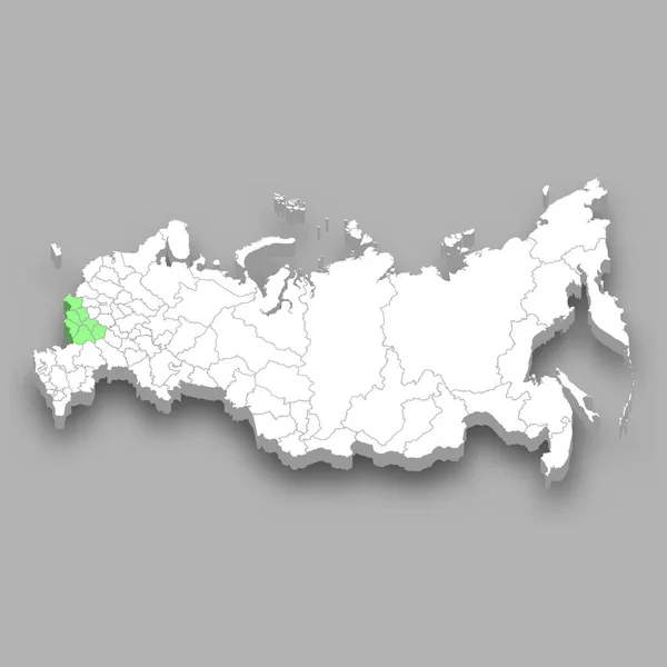 Chernozemye Region Umístění Rusku Izometrická Mapa — Stockový vektor