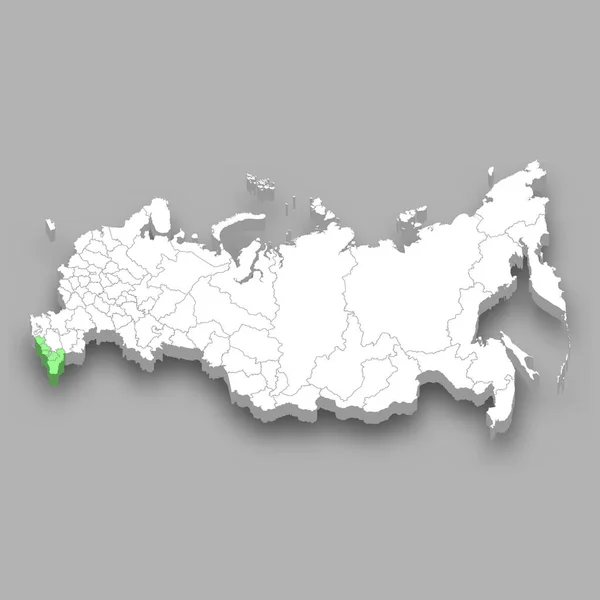 Norte Del Cáucaso Ubicación Región Dentro Rusia Mapa Isométrico — Vector de stock