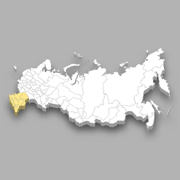Südliche Lage Innerhalb Russlands Isometrische Karte — Stockvektor