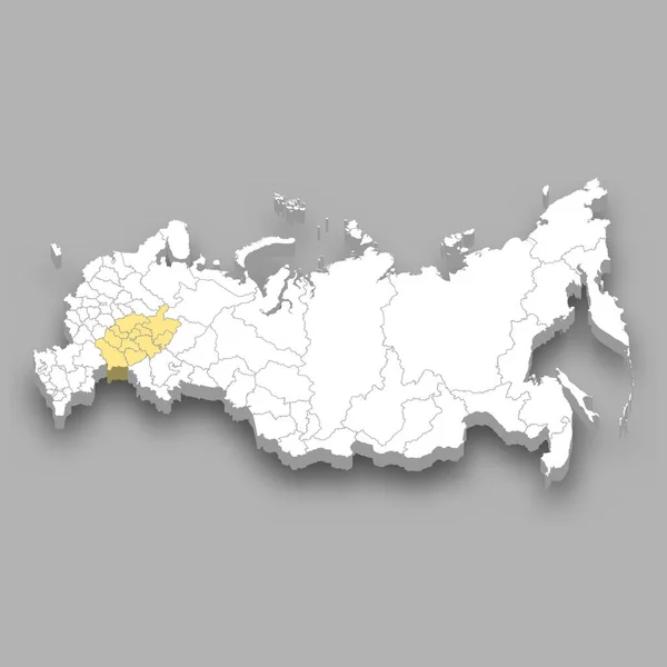 Volga地区在俄罗斯境内的位置3D等距图 — 图库矢量图片