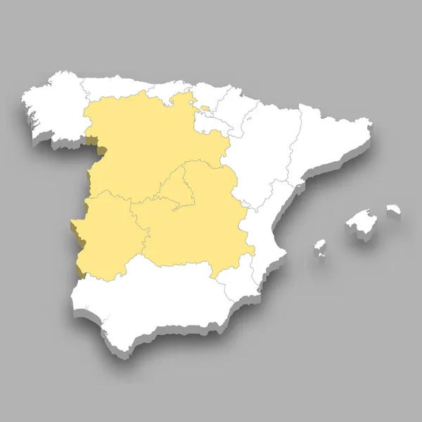 Centre Region Location Spain Isometric Map — Stock Vector