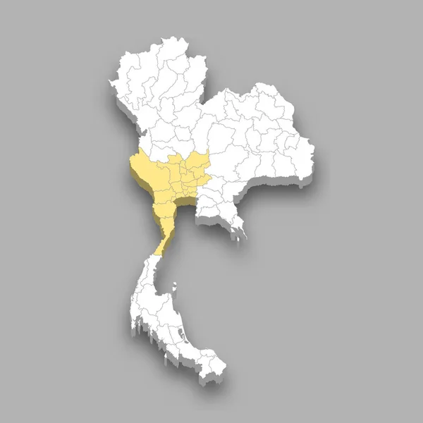 Ubicación Región Central Dentro Tailandia Mapa Isométrico — Archivo Imágenes Vectoriales