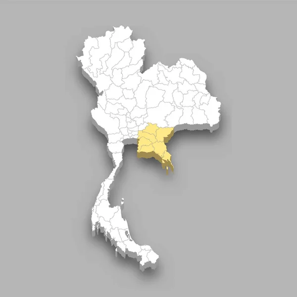Ubicación Región Oriental Dentro Tailandia Mapa Isométrico — Vector de stock