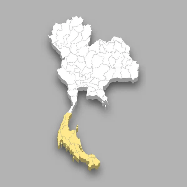 Jižní Region Umístění Thajsku Izometrická Mapa — Stockový vektor