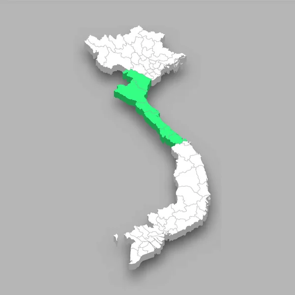 ベトナムの北中部沿岸地域の位置 3Dアイソメトリックマップ — ストックベクタ