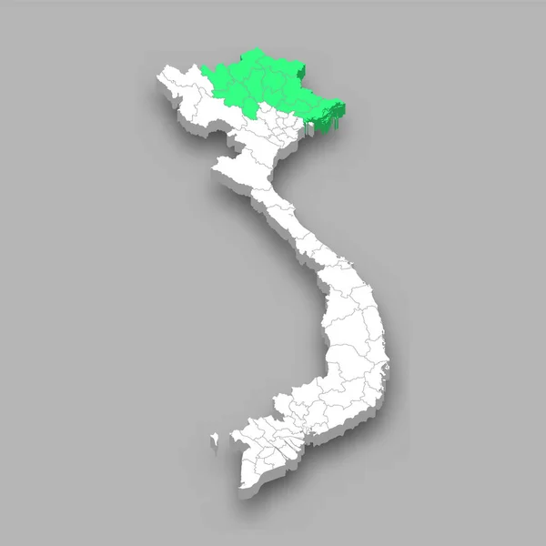 越南东北部3D等距地图 — 图库矢量图片