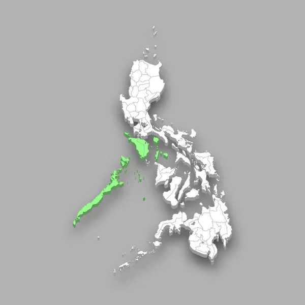 Lage Der Region Mimaropa Innerhalb Der Philippinen Isometrische Karte — Stockvektor