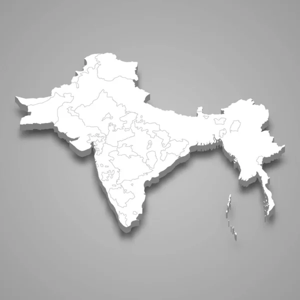 イギリスのラジ インド帝国の3Dアイソメトリックマップは 影で隔離され 元の状態 — ストックベクタ