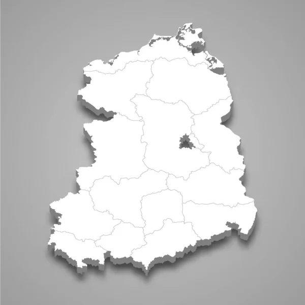 Mapa Isométrico Alemania Oriental Aislado Con Sombra Estado Anterior — Vector de stock