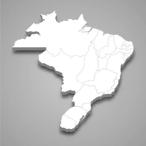 Isometrische Kaart Van Het Rijk Van Brazilië Geïsoleerd Met Schaduw — Stockvector