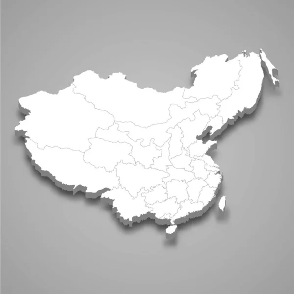 Изометрическая Карта Китая Династии Цин Изолированы Тенью Бывшее Государство — стоковый вектор
