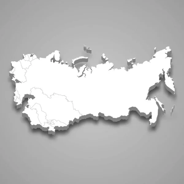 Mapa Isométrico Unión Soviética Aislado Con Sombra Antiguo Estado — Vector de stock