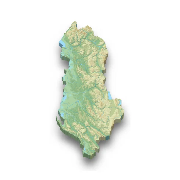 Arnavutluk Gölgeli Izometrik Yardım Haritası — Stok Vektör